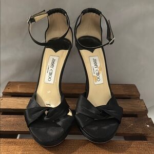 Jimmy Choo Black Heels with Bow Detail